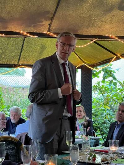 Der Landtagsabgeordnete fr den Dornbusch, Dr. Ralf-Norbert Bartelt, beim Stammtisch der CDU Dornbusch am 09. Juli 2021. 